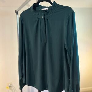 Calvin Klein Forest Green Ruffle Blouse